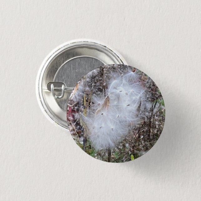 Bóton Redondo 2.54cm Sementes de Milkweed e Seda (Frente & Verso)