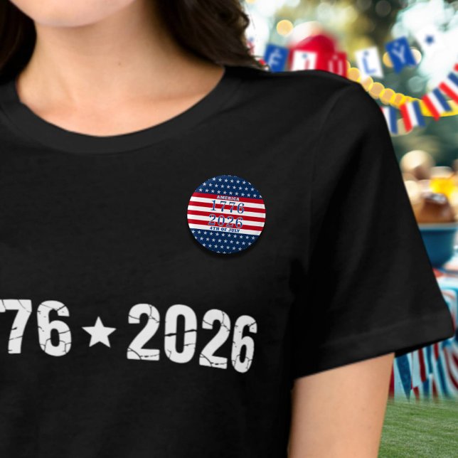 Bóton Redondo 2.54cm Semiquincentennial Stars Stripes America 1776 2026 (Criador carregado)