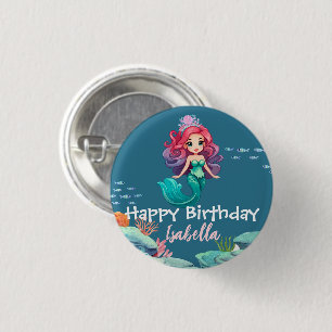 Bóton Redondo 2.54cm Sereia Fria Festa de aniversário colorida da copa 