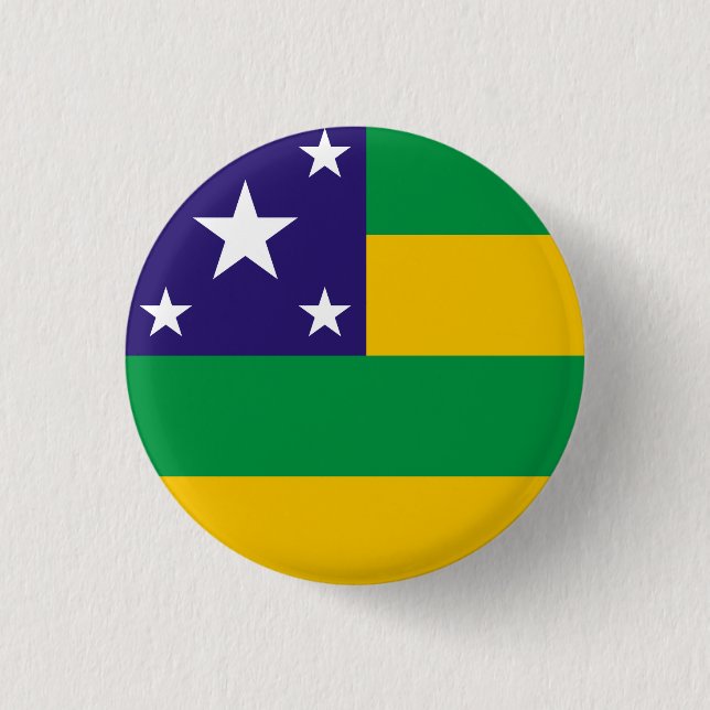 Bóton Redondo 2.54cm Sergipe, botão de bandeira do Estado brasileiro (Frente)