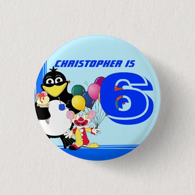 Bóton Redondo 2.54cm Sexto aniversário (Frente)