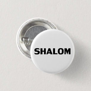 Bóton Redondo 2.54cm Shalom, Peace Black White minimalista simples