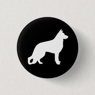 Bóton Redondo 2.54cm Silhueta de Cão Pastor Alemão Branco