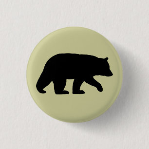 Bóton Redondo 2.54cm Silhueta de Urso Preto Vida selvagem