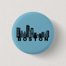 Bóton Redondo 2.54cm Silhueta do Horizonte de Boston