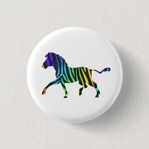 Bóton Redondo 2.54cm Silhuette Zebra Black e Rainbow