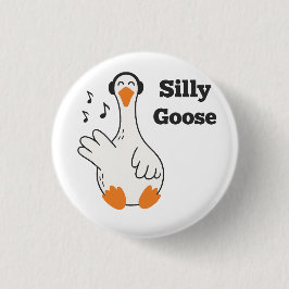 Bóton Redondo 2.54cm Silly Goose Wearing Headphones – Cute Funny Goose