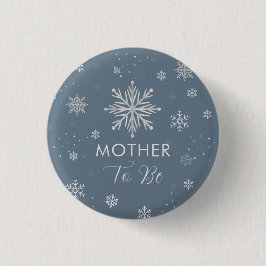 Bóton Redondo 2.54cm Silver Blue Snowflake Mother To Be Baby Shower 