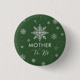Bóton Redondo 2.54cm Silver Green Snowflake Mother To Be Baby Shower 