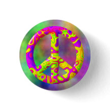 Símbolo da Paz psicodélico rosa amarelo 3D no Plas