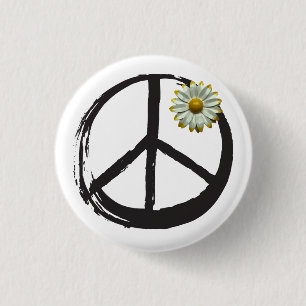 Bóton Redondo 2.54cm Símbolo de paz Hippie Love 1960 Sinal Daisy Love