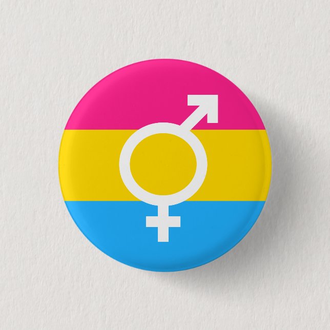 Bóton Redondo 2.54cm Símbolo de Sinalizador Pansexual Bigender (Frente)