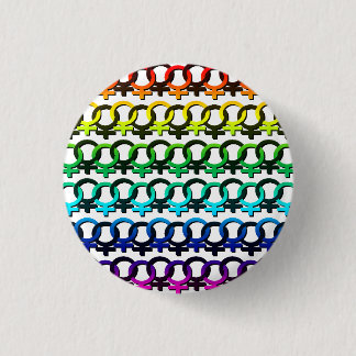 Bóton Redondo 2.54cm Símbolo Feminista Arco-íris - padrão de Corrente C