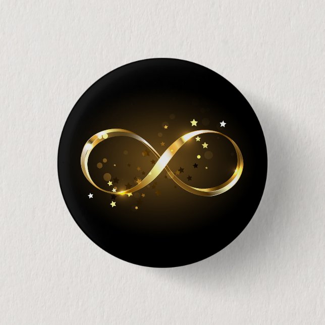 Bóton Redondo 2.54cm Símbolo Infinity do ouro (Frente)