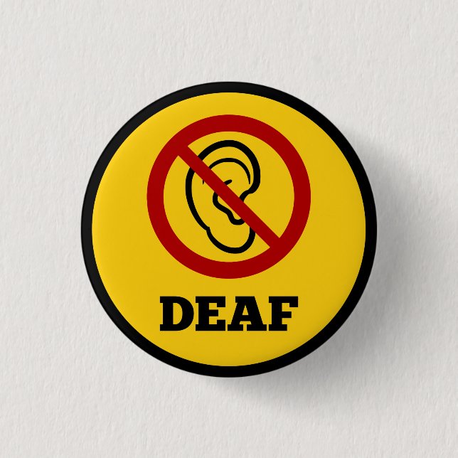 Bóton Redondo 2.54cm símbolo surdo amarelo (Frente)