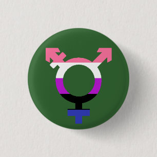 Bóton Redondo 2.54cm Símbolo Trans da Bandeira Genderfluid