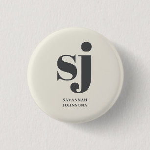 Bóton Redondo 2.54cm Sinais de creme monograma