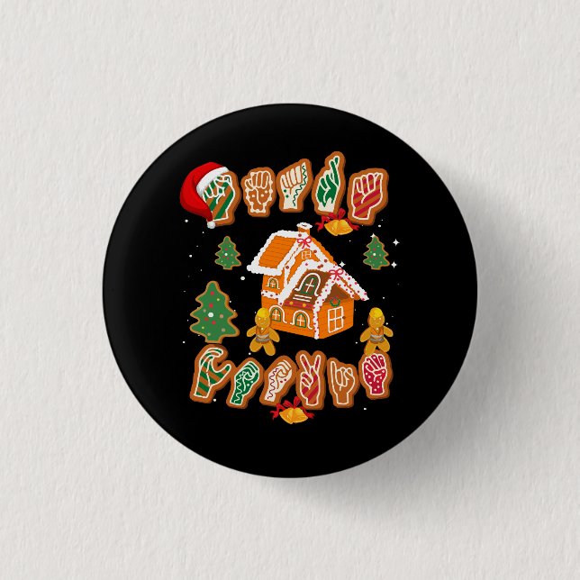 Bóton Redondo 2.54cm Sinal de Natal Americano Gingerpão H (Frente)