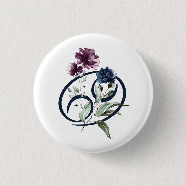 Bóton Redondo 2.54cm Sinal Zodiac Star Cancer (Frente)