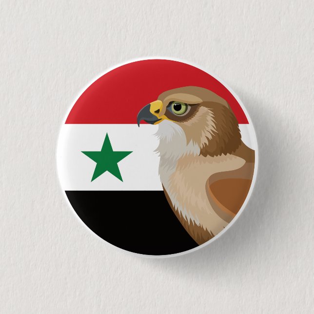 Bóton Redondo 2.54cm Síria Falcão Sírio Bandeira Animal Nacional (Frente)