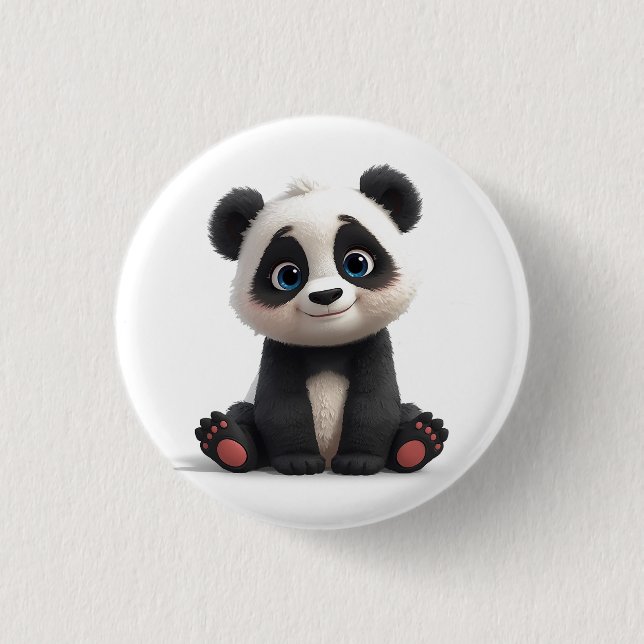 Bóton Redondo 2.54cm Sitting Panda Bear Cartoon Illustration Artwork (Frente)