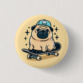 Bóton Redondo 2.54cm Skate de Cute Pug