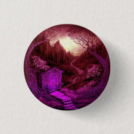 Bóton Redondo 2.54cm Small Unique Cabin Set Along A Stream