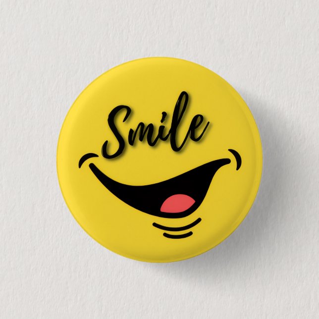 Bóton Redondo 2.54cm Smile 😊 | Cheerful Yellow Badge | Positive Vibes (Frente)