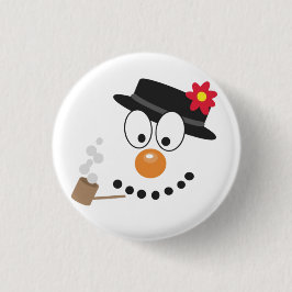 Bóton Redondo 2.54cm Snowman Engraçado Rosto Feliz Natal Novamente