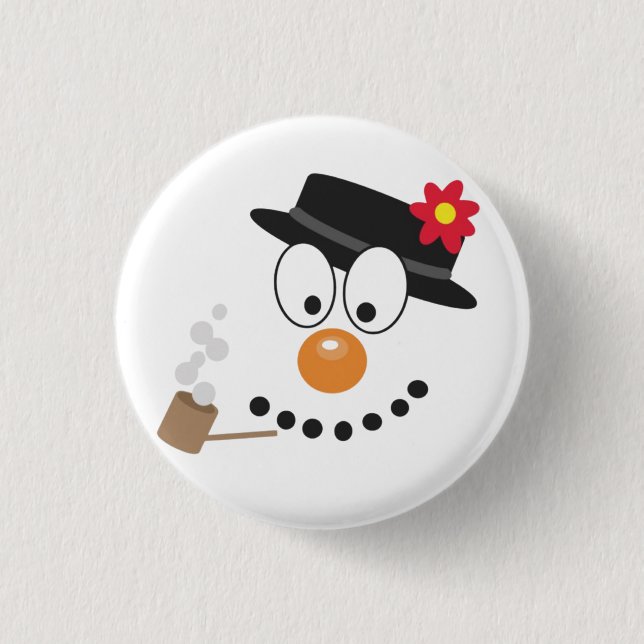 Bóton Redondo 2.54cm Snowman Engraçado Rosto Feliz Natal Novamente (Frente)