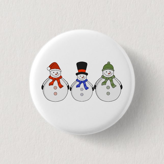Bóton Redondo 2.54cm Snowmen Winter veio (Frente)