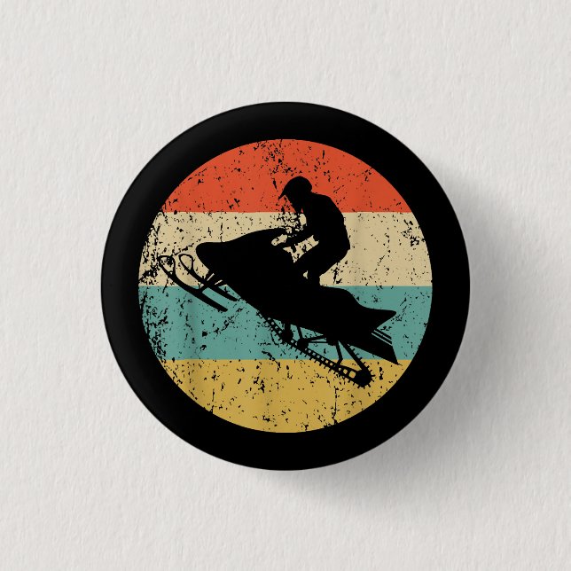 Bóton Redondo 2.54cm Snowmobile Retro Style Snowmobiling (Frente)