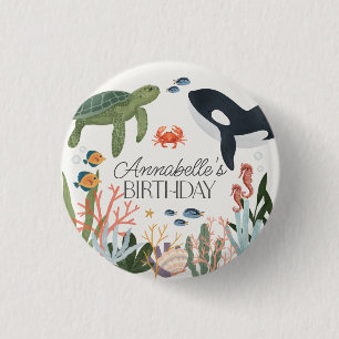 Bóton Redondo 2.54cm Sob os Favores da Festa de aniversário do oceano