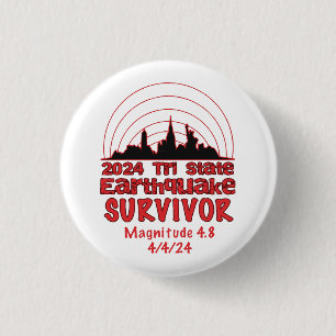 Bóton Redondo 2.54cm Sobrevivi ao Terremoto de NYC Quake Tri State 2024