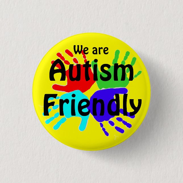 Bóton Redondo 2.54cm Somos Amigáveis Com Autismo (Frente)