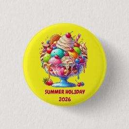 Bóton Redondo 2.54cm Sorvete Colorido Sundae – Ilustração de Sobremesa