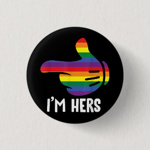 Bóton Redondo 2.54cm Sou o Arco-íris dela Casal Lésbico LGBT Orgulho En