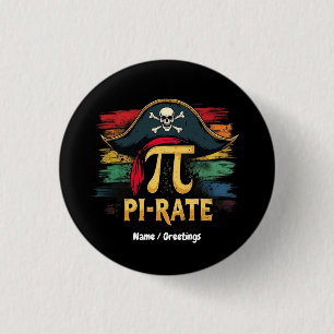 Bóton Redondo 2.54cm Sou um Pirata do Dia do Pi Uma Divertida Aventura