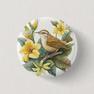 Bóton Redondo 2.54cm South Carolina Yellow Jessamine Carolina Wren