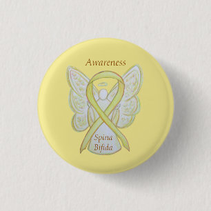 Bóton Redondo 2.54cm Spina Bifida Angel Yellow Awarned Pinos de fita