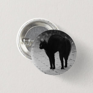 Bóton Redondo 2.54cm Spooked Black Cat Button Pin