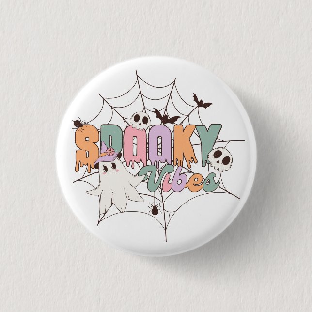 Bóton Redondo 2.54cm Spooky Vibes Halloween (Frente)