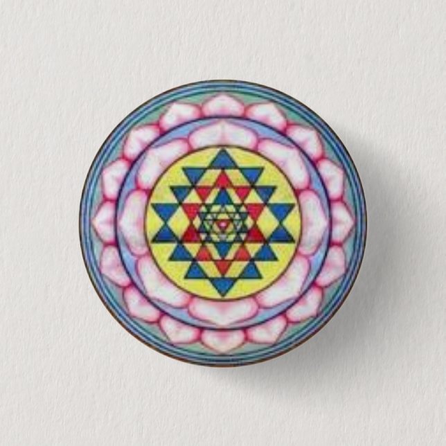 Bóton Redondo 2.54cm sriyantra em Lotus (Frente)
