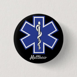 Bóton Redondo 2.54cm Star of Life EMS EMT - Nome editável