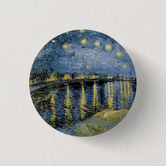 Bóton Redondo 2.54cm Starry Night Vincent van Gogh (Frente)