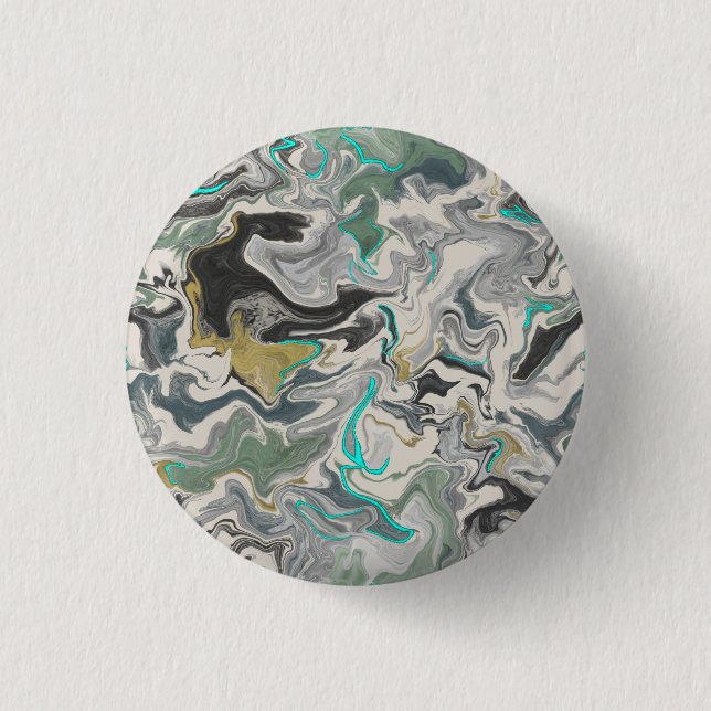 Bóton Redondo 2.54cm Stone Marbling with Turquoise Veins 1 1/4" Round (Frente)