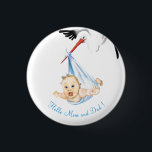 Bóton Redondo 2.54cm Stork Carrying Baby - Cartoon Drawing Sweet Funny<br><div class="desc">Stork Carrying Baby - Cartoon Drawing Sweet Funny Cute Little Fun Collection By MIGNED - Add Your Custom Text / Name</div>