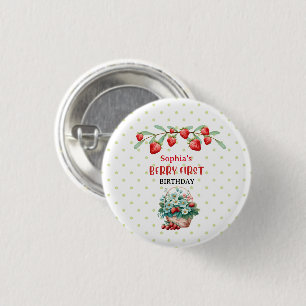 Bóton Redondo 2.54cm Strawberry Berry First Girls Personalizou Aniversá