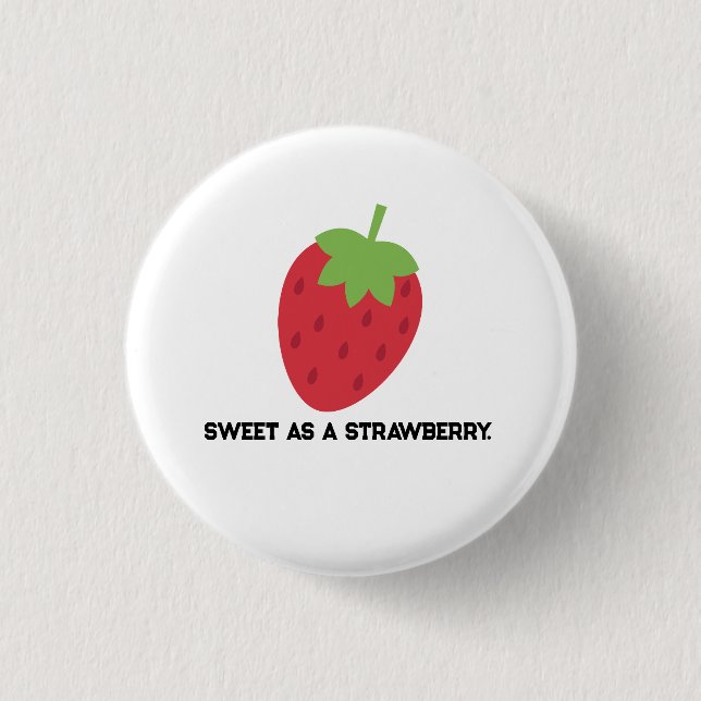 Bóton Redondo 2.54cm Strawberry Button | Cute Fruit-Themed Pin (Frente)
