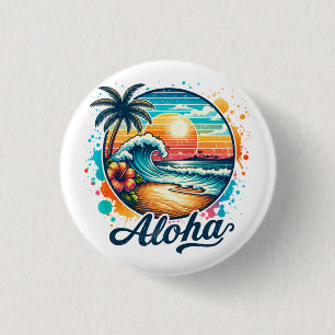 Bóton Redondo 2.54cm Sublimação de Vintage Beach Aloha-94953